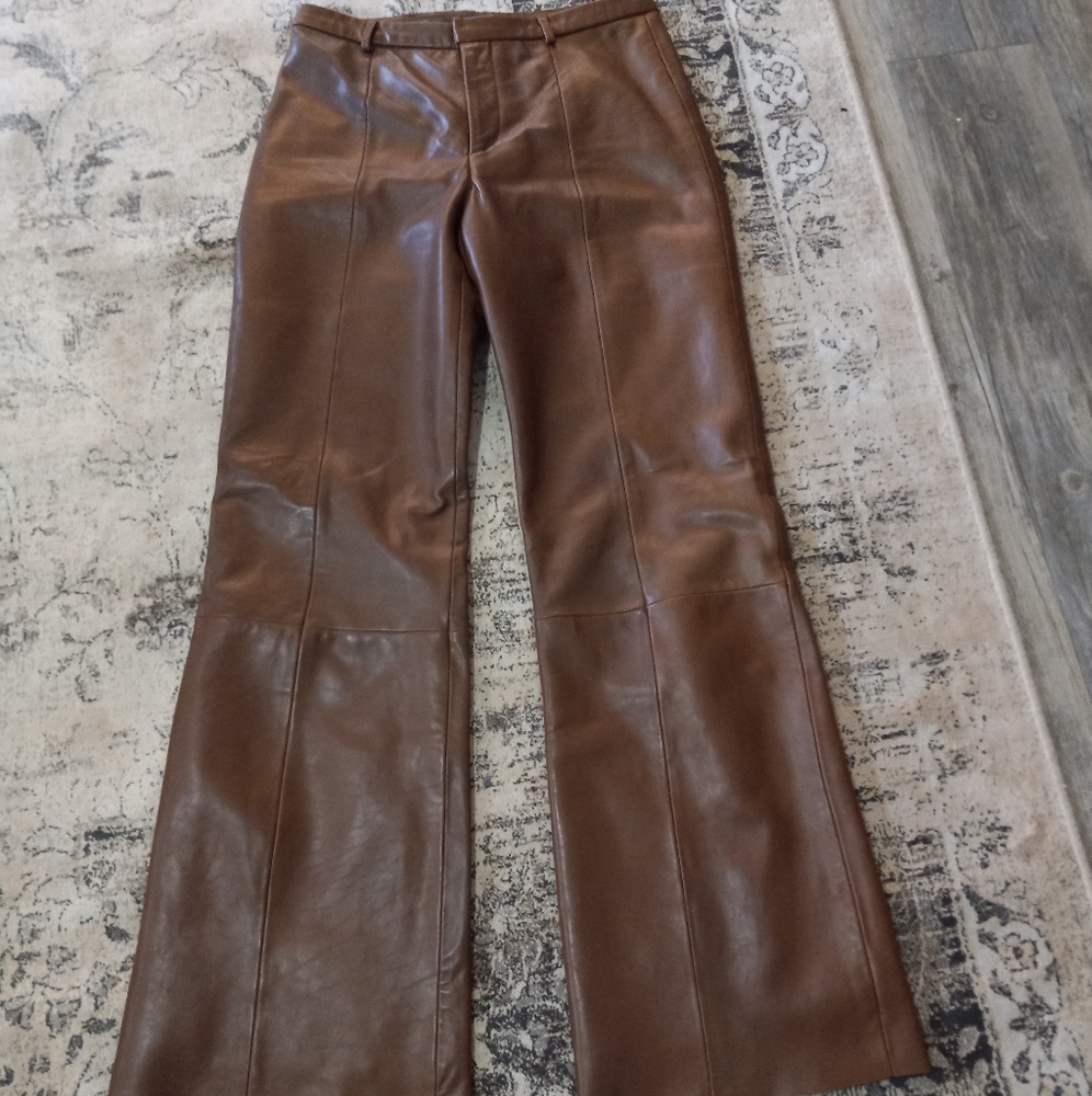 COPY - Banana Republic brown leather pants. SIZE 4